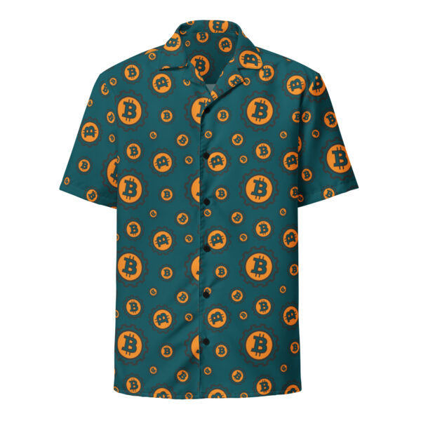 Bitcoin Logo Print Unisex Button Shirt