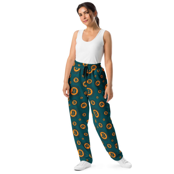 Bitcoin Symbol Print Unisex Wide-Leg Joggers - Image 7