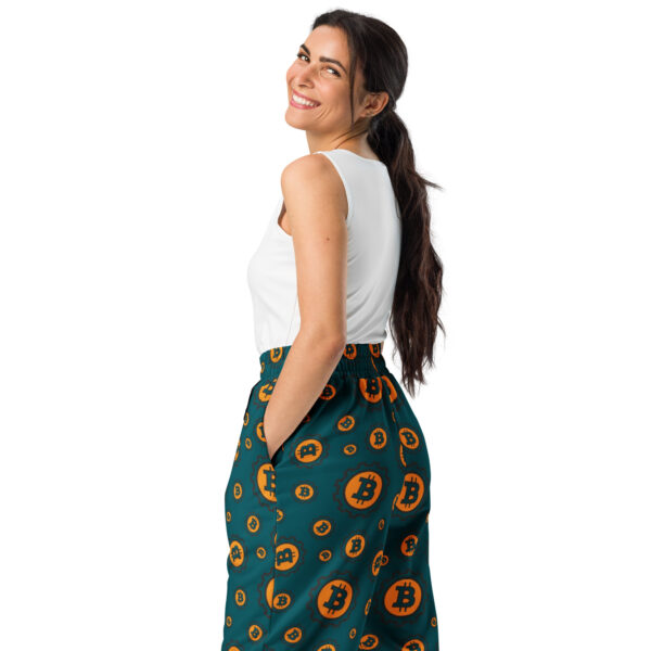 Bitcoin Symbol Print Unisex Wide-Leg Joggers - Image 3