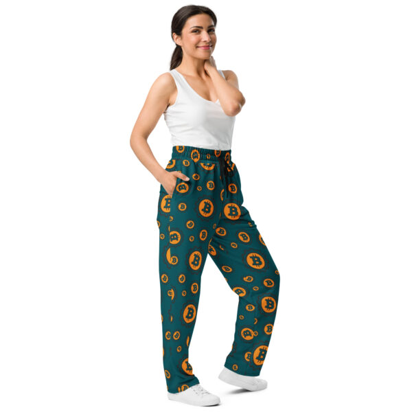 Bitcoin Symbol Print Unisex Wide-Leg Joggers - Image 5