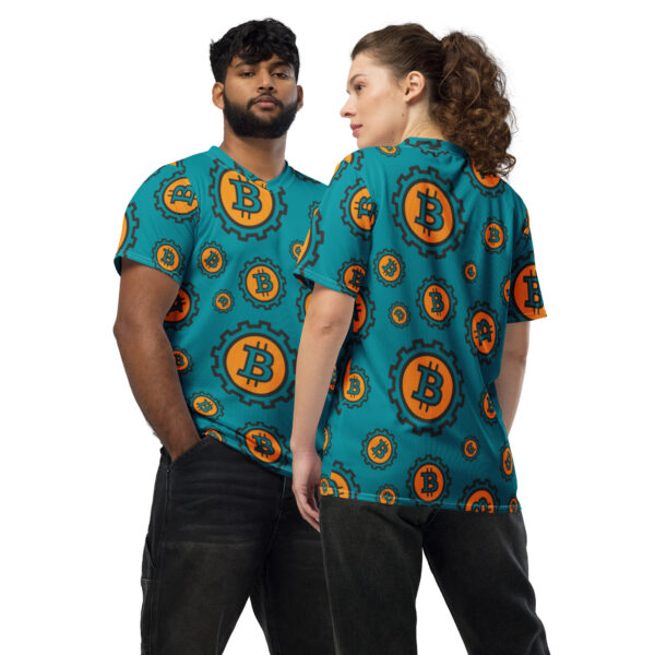 Bitcoin Symbol Pattern Print Recycled Unisex Sports Jersey - Image 3