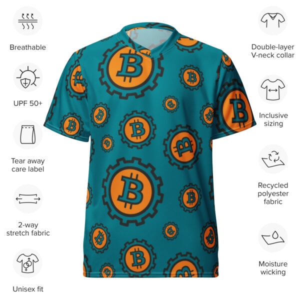 Bitcoin Symbol Pattern Print Recycled Unisex Sports Jersey - Image 6