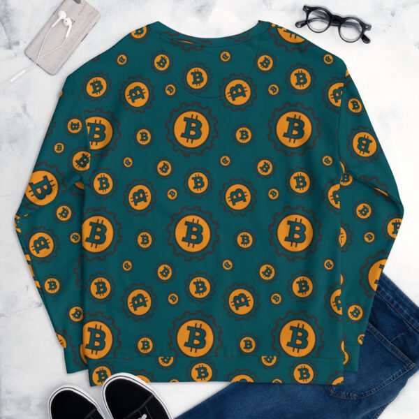 Bitcoin Pattern Sherpa Blue Unisex Sweatshirt - Image 2