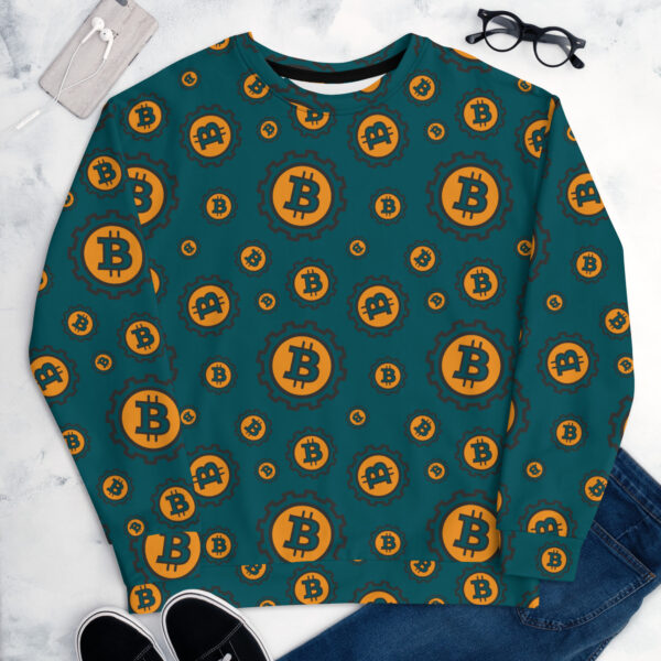 Bitcoin Pattern Sherpa Blue Unisex Sweatshirt