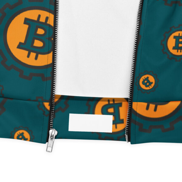 Bitcoin Pattern Sherpa Blue Unisex Bomber Jacket - Image 5