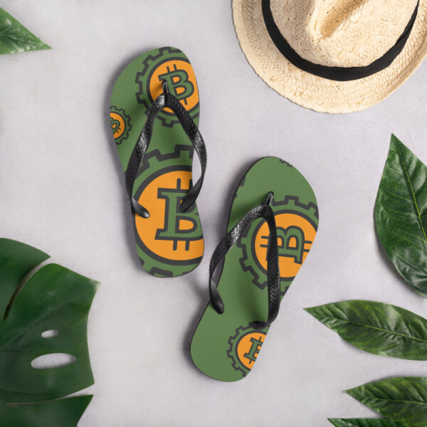 Bitcoin Pattern Green Flip Flops - Image 8