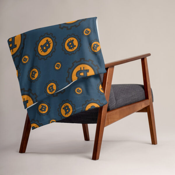 Bitcoin Blue Pattern Throw Blanket - Image 2